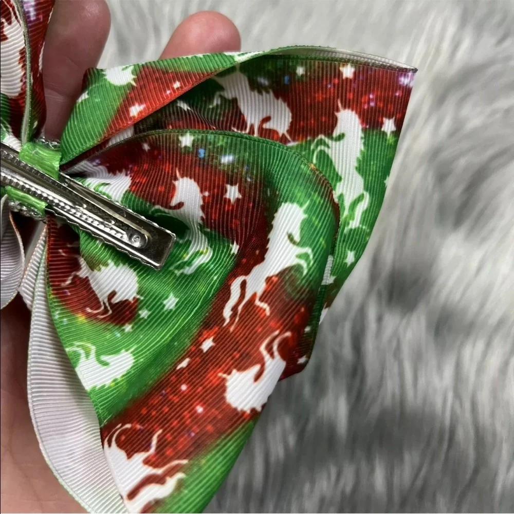 Jojo Siwa Christmas Holiday Red Green Unicorn Jewel Bow